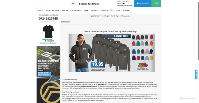 Security scan screenshot of https://bedrijfs-kleding.nl