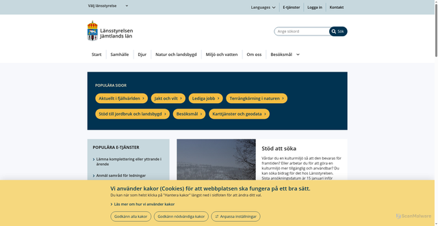 Security scan screenshot of https://www.lansstyrelsen.se/jamtland