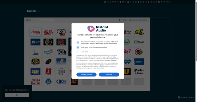 Security scan screenshot of https://radios.co.cr