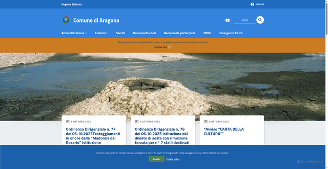 Security scan screenshot of https://www.comune.aragona.ag.it/