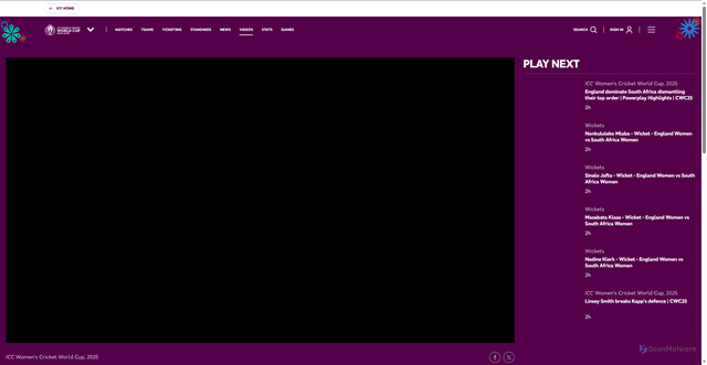 Security scan screenshot of https://www.icc-cricket.com/tournaments/womens-cricket-worldcup-2025/videos/ash-gardner-post-match-press-conference-cwc25