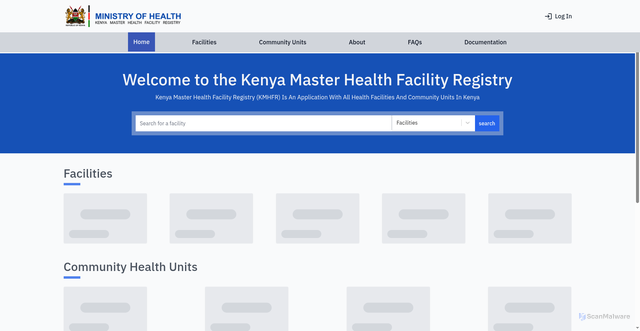Security scan screenshot of https://kmhfl.health.go.ke/