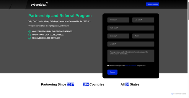 Security scan screenshot of https://cyberglobals.com//