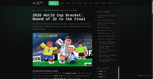 Security scan screenshot of https://fifasupersoccer.games/events/world-cup-2026-bracket/