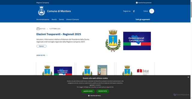 Security scan screenshot of https://www.comune.montoro.av.it/it