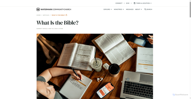 Security scan screenshot of https://www.watermark.org/blog/what-is-the-bible