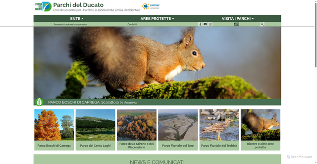 Security scan screenshot of https://www.parchidelducato.it/