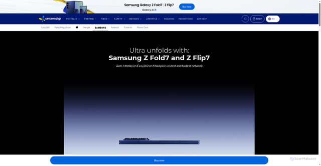Security scan screenshot of https://www.celcomdigi.com/devices/samsung