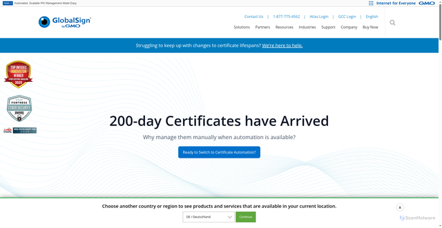 Security scan screenshot of https://globalsignsecure.net