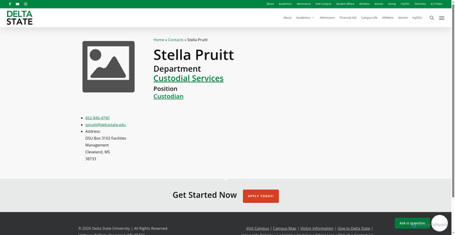 Security scan screenshot of https://www.deltastate.edu/contact/stella-pruitt/