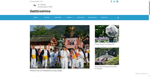 Security scan screenshot of https://gethiroshima.com/