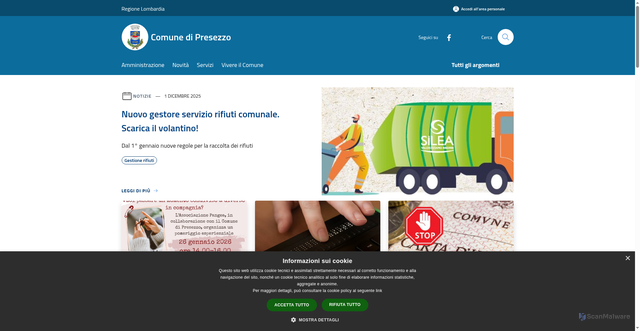 Security scan screenshot of https://www.comune.presezzo.bg.it/it