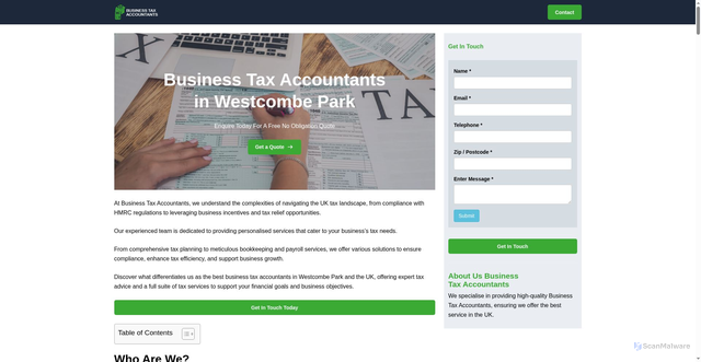 Security scan screenshot of https://business-tax-accountants.co.uk/near-me/greater-london-westcombe-park/