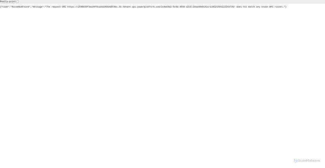 Security scan screenshot of https://2596038f3ea44f0caed1066eb6544c.3b.tenant.api.powerplatform.com