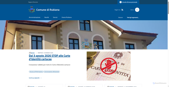 Security scan screenshot of https://www.comune.rubiana.to.it/