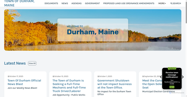 Security scan screenshot of https://durhammaine.gov/