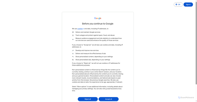 Security scan screenshot of https://business.google.com