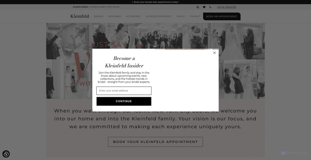 Security scan screenshot of https://kleinfeldbridal.com