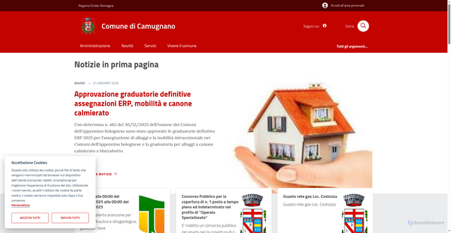 Security scan screenshot of https://www.comune.camugnano.bo.it/