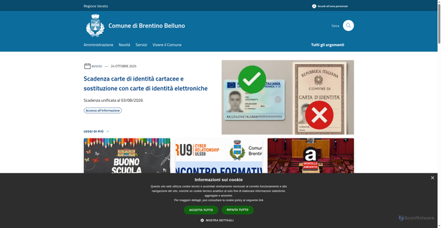 Security scan screenshot of https://www.comune.brentino.vr.it
