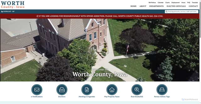 Security scan screenshot of https://worthcountyiowa.gov/