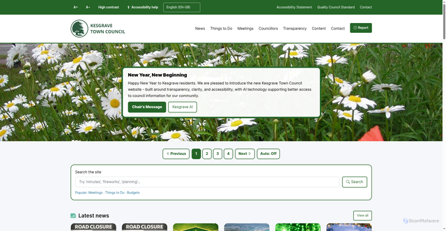Security scan screenshot of https://kesgravetowncouncil.gov.uk/