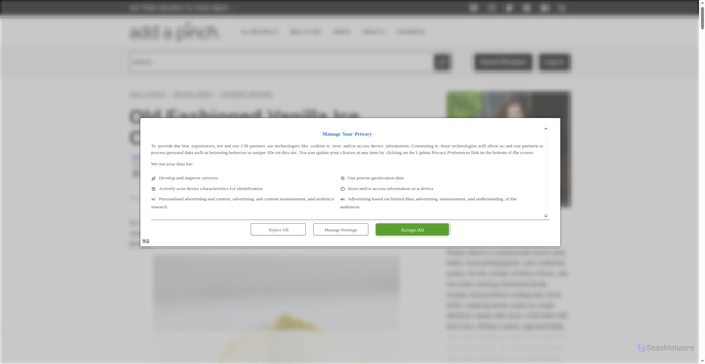 Security scan screenshot of https://addapinch.com/old-fashioned-vanilla-ice-cream-recipe/