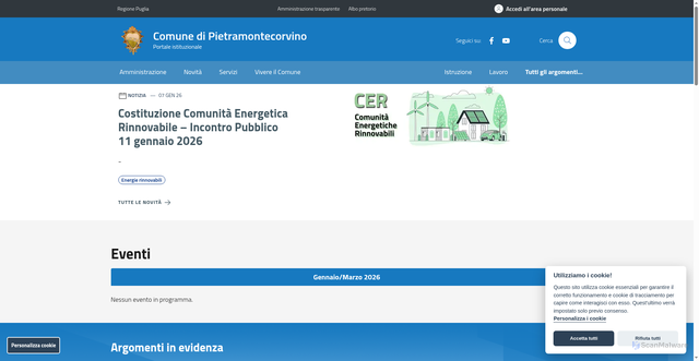 Security scan screenshot of https://www.comune.pietramontecorvino.fg.it/