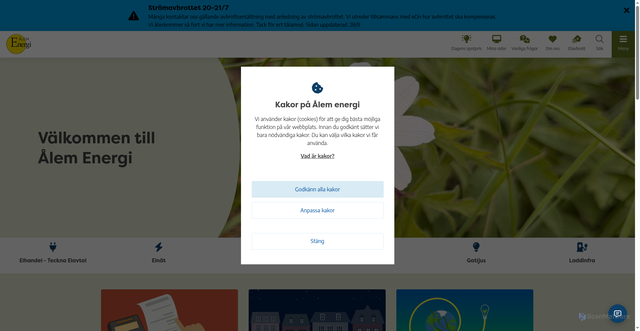 Security scan screenshot of https://alemenergi.se
