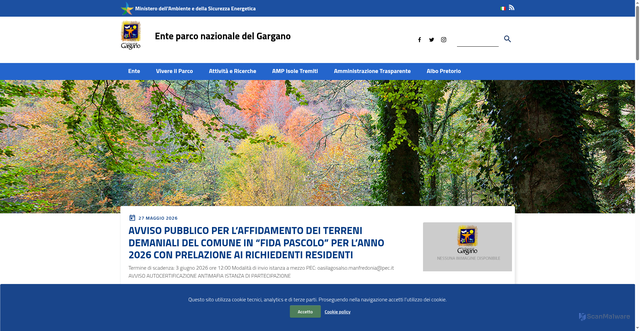 Security scan screenshot of https://www.parcogargano.it