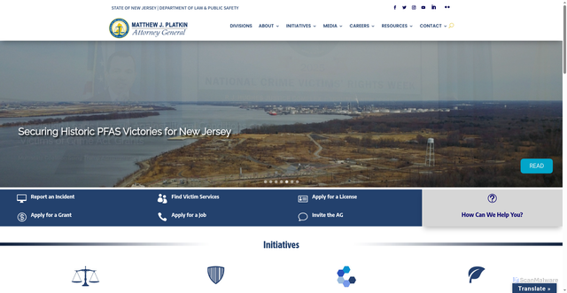 Security scan screenshot of https://www.njoag.gov/