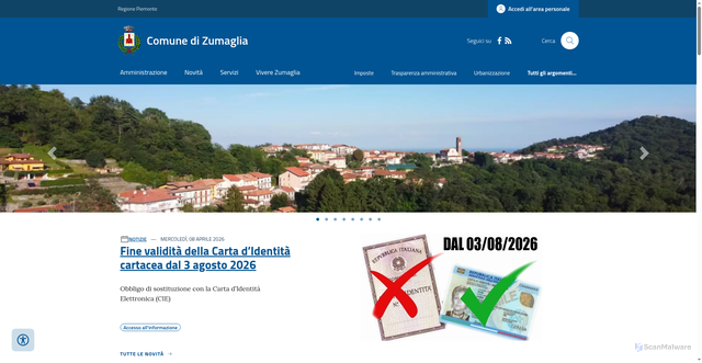 Security scan screenshot of https://www.comune.zumaglia.bi.it