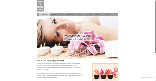 Security scan screenshot of https://faceandbodycare.se