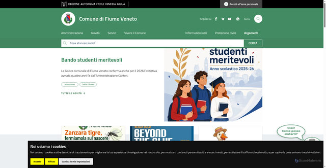Security scan screenshot of https://www.comune.fiumeveneto.pn.it