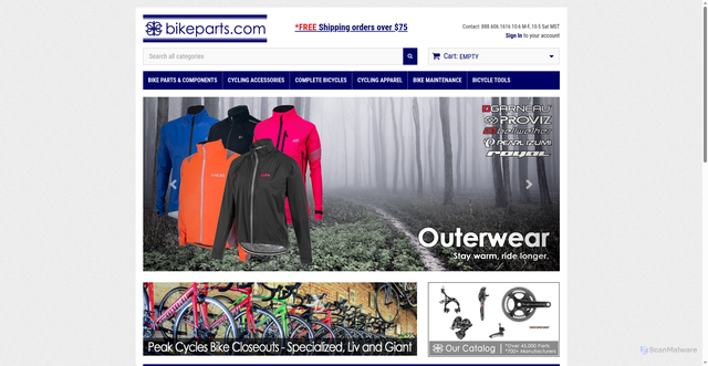 Security scan screenshot of https://bikeparts.com