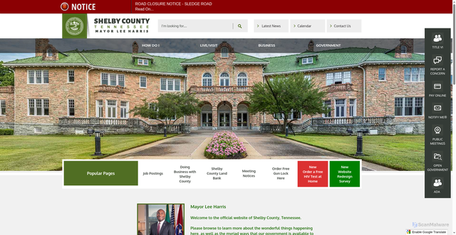 Security scan screenshot of https://shelbycountytn.gov/