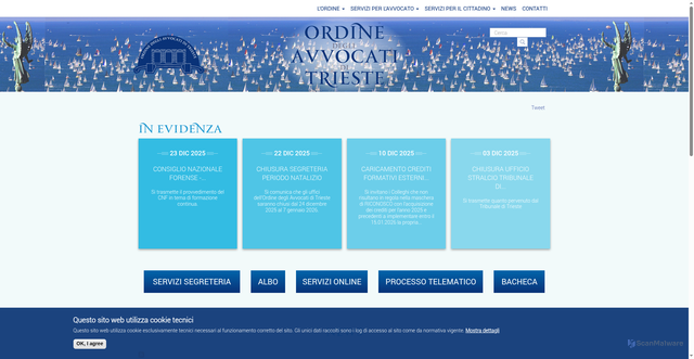 Security scan screenshot of https://www.ordineavvocati.ts.it/