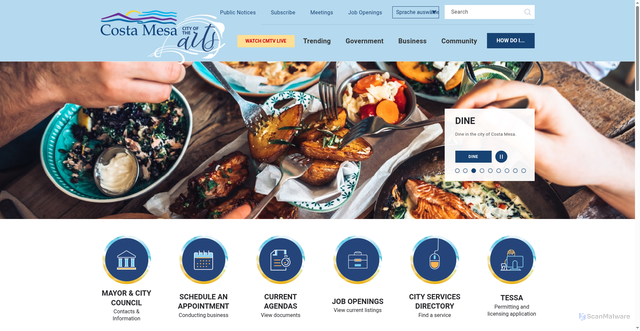 Security scan screenshot of https://www.costamesaca.gov/
