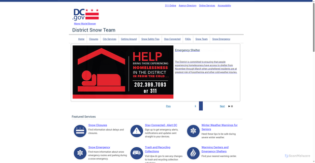 Security scan screenshot of https://snow.dc.gov/