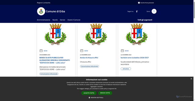 Security scan screenshot of https://www.comune.erba.co.it/it