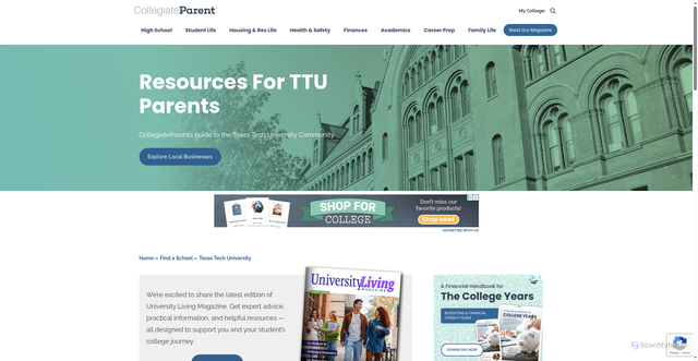 Security scan screenshot of https://collegiateparent.com/school/texas-tech-university/
