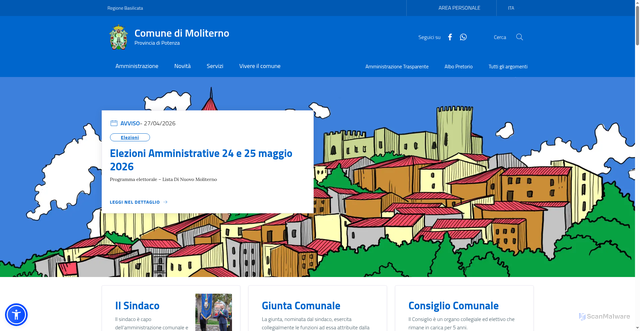 Security scan screenshot of https://www.comune.moliterno.pz.it