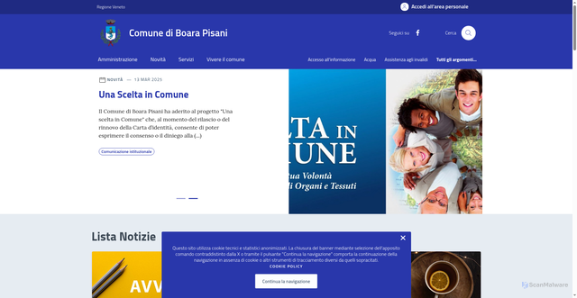 Security scan screenshot of https://comune.boarapisani.pd.it/