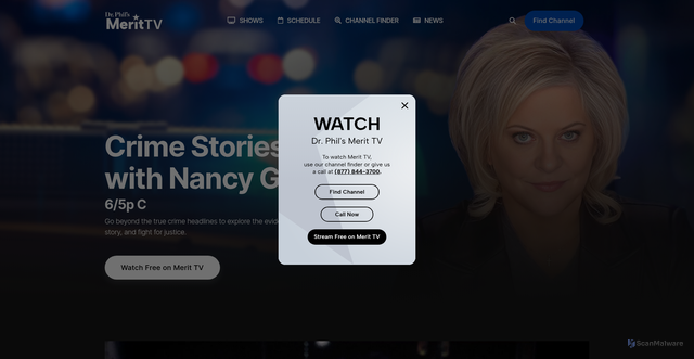 Security scan screenshot of https://www.meritstreetmedia.com/shows/crime-stories-with-nancy-grace