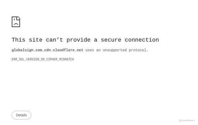 Security scan screenshot of https://globalsign.com.cdn.cloudflare.net