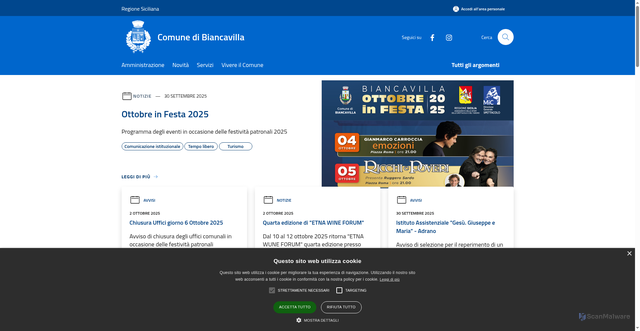 Security scan screenshot of https://www.comune.biancavilla.ct.it/it