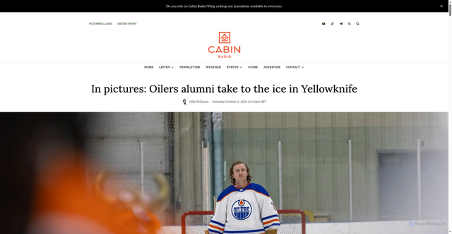 Security scan screenshot of https://cabinradio.ca/262685/video/in-pictures-oilers-alumni-take-to-the-ice-in-yellowknife/