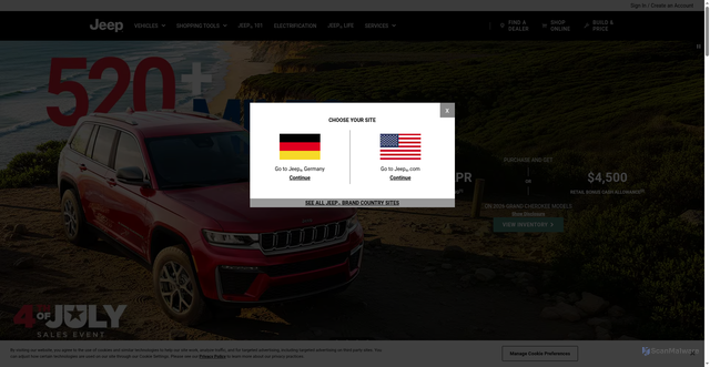 Security scan screenshot of https://www.jeep.com