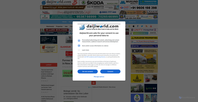 Security scan screenshot of https://www.daijiworld.com/news/newsDisplay?newsID=1301806