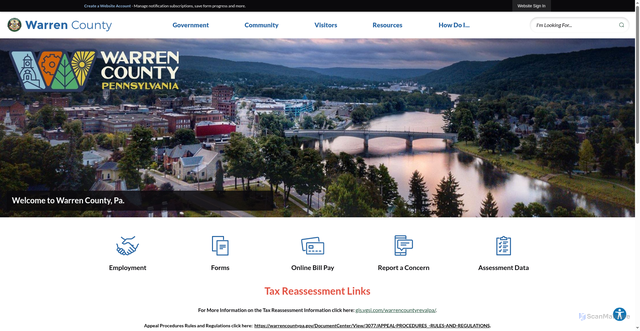 Security scan screenshot of https://warrencountypa.gov/